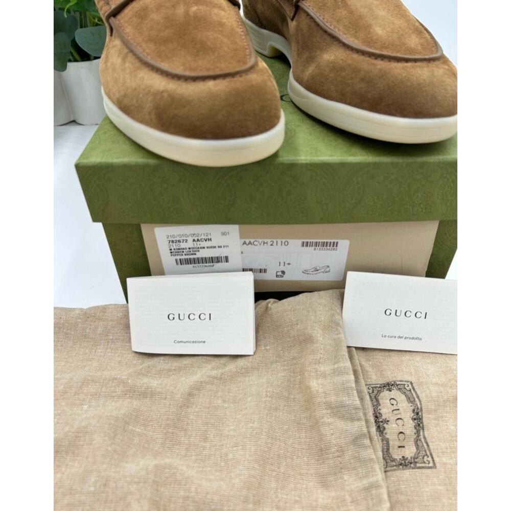 Men's Gucci tan suede horse bit loafers size 11.5 fits 12 US made in Italy - Picture 7 of 13